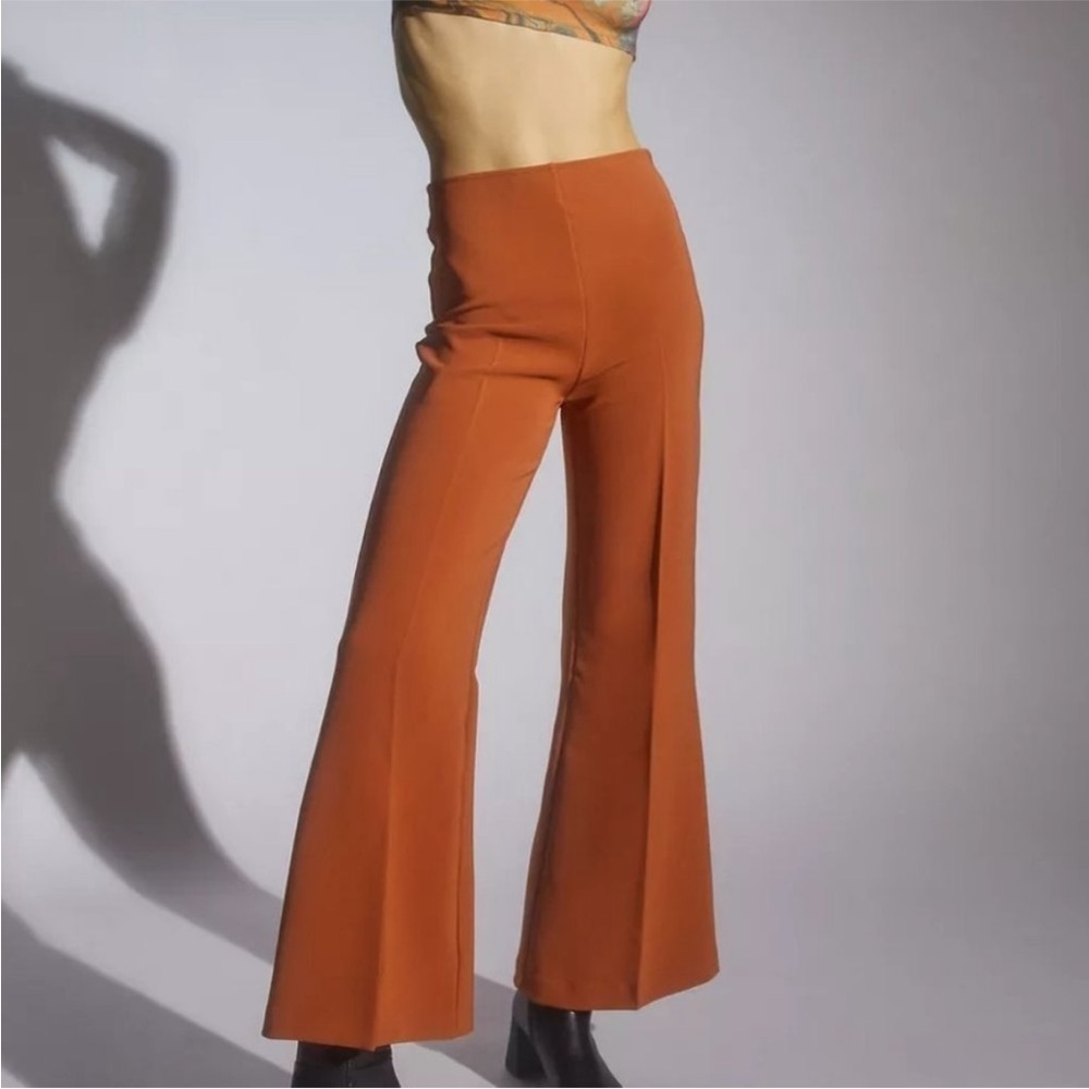 Urban Outfitters UO Naya High-Waisted Flare Pant Rust Orange